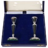 A pair of Elizabeth II silver candlesticks of small size, H12cm, hallmarks for Birmingham 1988,