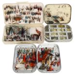 2 Wheatley slim alloy metal-cased fishing fly boxes, complete with flies, and another (3)