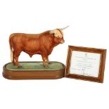 A limited edition Royal Worcester model of a Highland Bull, modelled by Doris Lindner, model no. 204