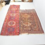 An antique red-ground Persian runner, 270x80cm, and a red-ground Heriz rug, 190x134cm. Both