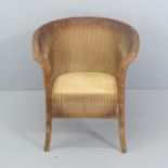 A 1930s Lloyd loom armchair with original gold finish, date mark for 1937.