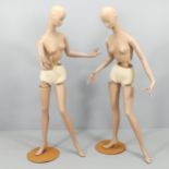 Two similar vintage Belgian shop display mannequins. Height (tallest) 178cm approx.