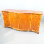 A mahogany bow front sideboard with 4 cupboard doors and 2 small drawers, 165x85x52cm, another