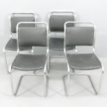 A set of four 1930s modernist tubular steel SP2 cantilever chairs by PEL, with maker's brass labels.