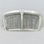 Vintage chrome MG Classic Car radiator grille, width 70cm, height 40cm