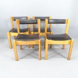 A set of four mid-century beech and ply Jigsaw chapel chairs, by Clive Bacon for Design Furnishing