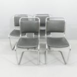A set of four 1930s modernist tubular steel SP2 cantilever chairs by PEL, with maker's brass labels.