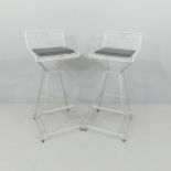 A pair of post-modern wire mesh barstools by Meshman. 1980s. Seat height 80cm.