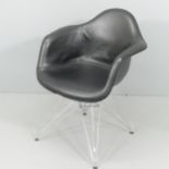 VITRA - a Charles Eames DAR upholstered shell armchair on chrome Eiffel base, with Vitra moulded