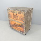 A vintage advertising tool chest on wheels. 63x73x41cm.