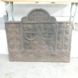 An antique cast iron fireback, dated 1588 (?), with anchor decoration. 104x87x6cm. Date is difficult