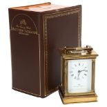 Matthew Norman, Swiss made brass-cased 8-day carriage clock, case height 12cm, inscribed JGB