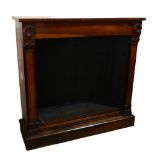 A Regency rosewood open bookcase of small size, with carved laurel wreath bosses and acanthus carved