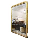 An extremely large Louis Phillipe mirror, with gilt gesso cushion and beaded frame, 230 x180cm