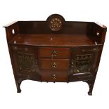 A Liberty & Co Arts and crafts sideboard, manufactured circa 1900, mahogany with planished copper