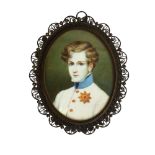 19th century miniature portrait of a young man, probably European Royalty, watercolour on ivory,