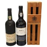 3 bottles of Port wine, Cockburn's 1970 Vintage Port, Dow's Master Blend, Taylor's 10 Year Old, (