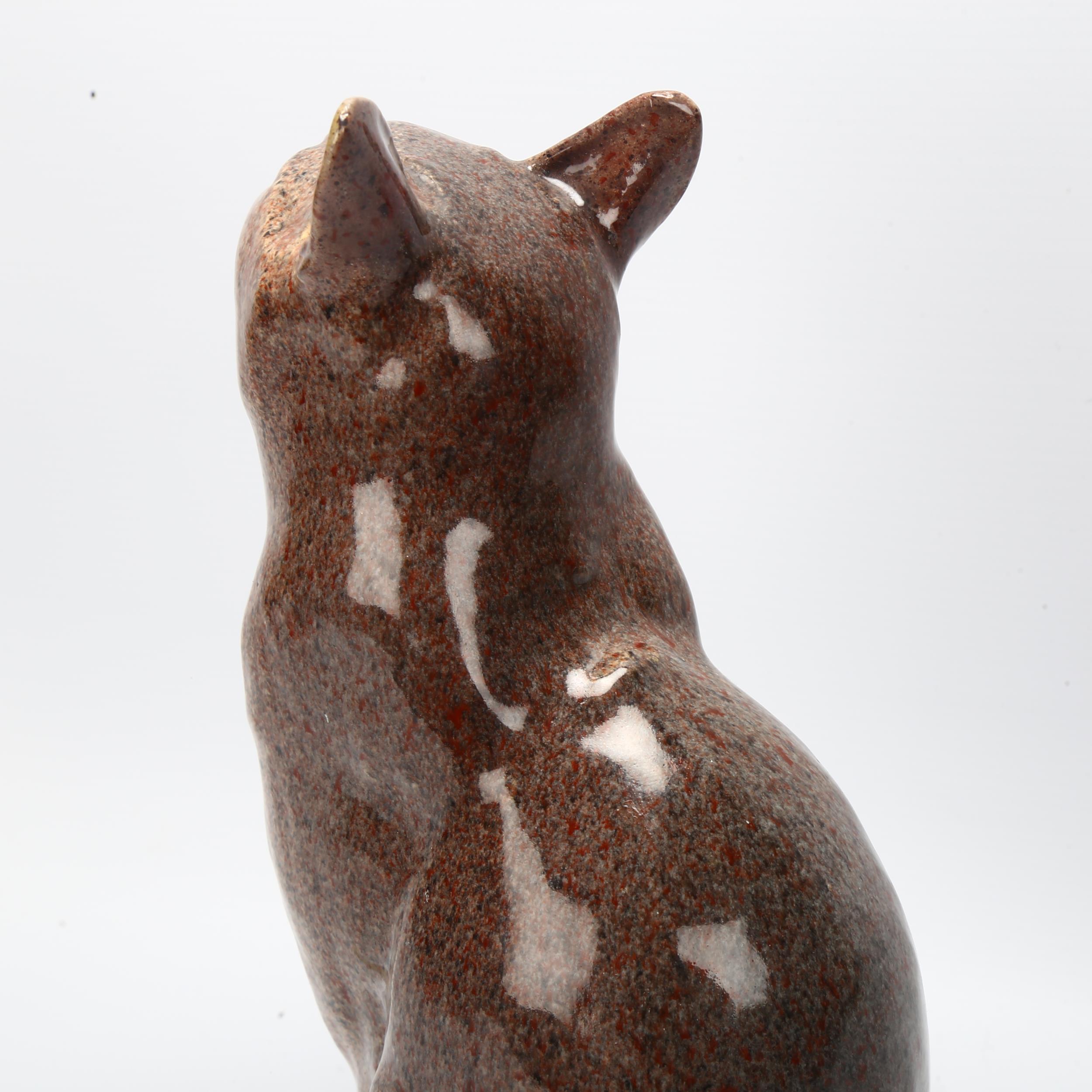 An art deco ceramic cat with mottled glaze, makers stamps to base Marcel Guilliard, Editions Etling, - Image 2 of 3