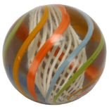A large Victorian glass marble, with coloured swirl and latachino twist interior, diameter approx