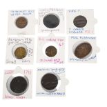 A Group of 8 British tokens, including a 1790 Prince of Wales Grand Master Masonic token