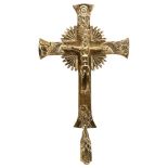 A brass Coptic ceremonial cross, height 60cm