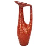 Zsolnay Pecs, Hungary, a red lustre crackle glaze ewer, makers stamp to base, height 31cm Glaze