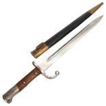 Early 20th century bayonet with brass and leather scabbard