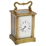 A 20th century French brass-cased 8-day carriage clock, case height 11cm