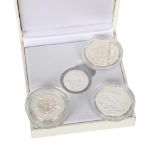 4 silver proof coins, boxed Sovereign, 14 Ecus Gibraltar coin and 2 others Good condition