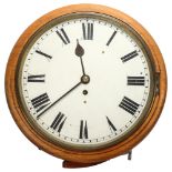 A 19th century mahogany-cased 8-day dial wall clock, with painted dial and 8-day single fusee