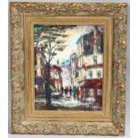 Mid-20th century French School, Parisian street scene, oil on canvas, indistinctly signed, 24cm x