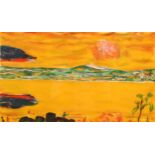 Pierre Bonnard, sunset over the Med, lithograph for Verve circa 1940, image 30cm x 49cm, framed