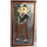 A large contemporary study of a Portuguese soldier, mixed media crayon/pastel on paper, label verso,