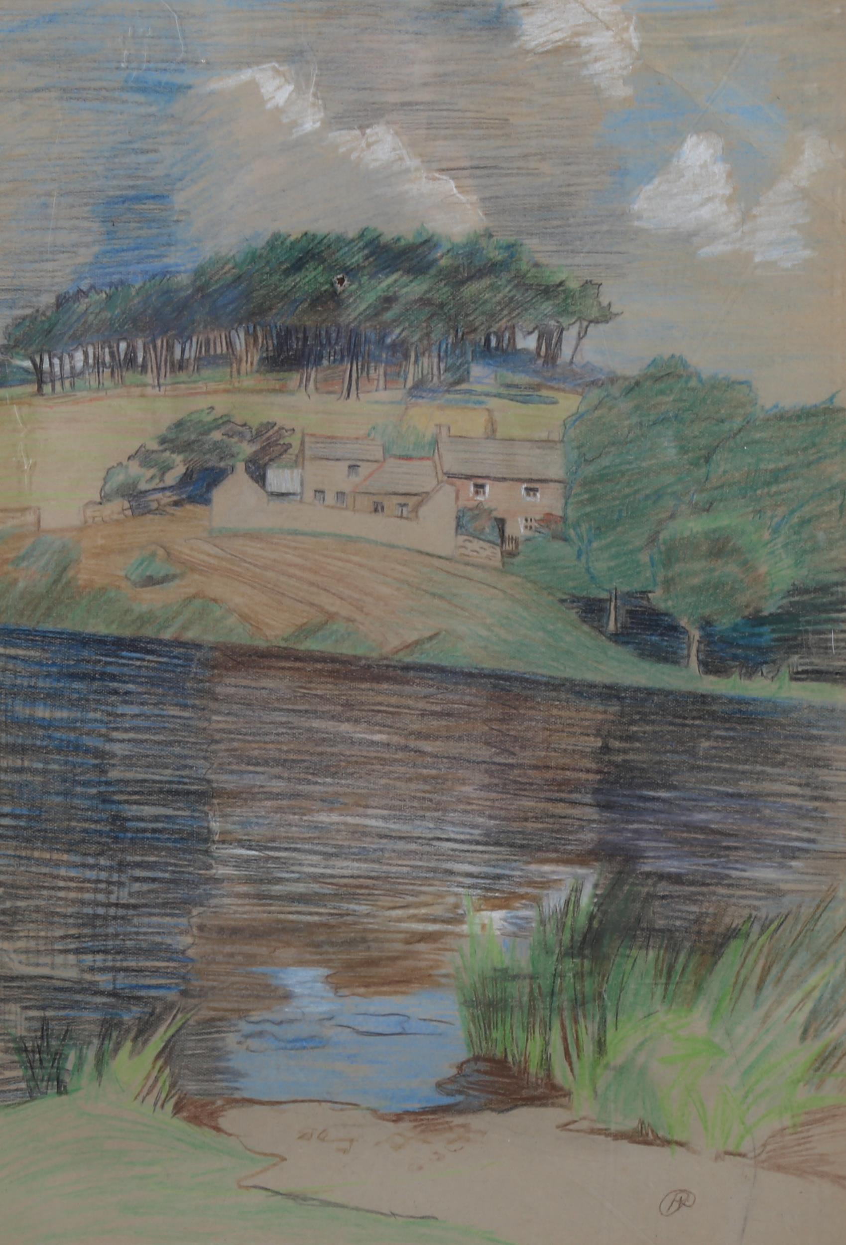 Arabella Rankin (1871 - 1943), Cornish farm landscape, circa 1920s, pastels, signed, 39cm x 27cm,