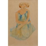 Manner of Auguste Rodin, study of a Classical woman, watercolour on paper, unsigned, 30cm x 20cm,
