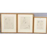 Marcel Vertes (1895 - 1961), 3 x erotic etchings from the 1929 portfolio Cheri, largest image 25cm x