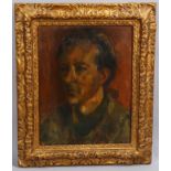 Manner of Duncan Grant, mid-20th century portrait of a man, oil on canvas, unsigned, 51cm x 40cm,