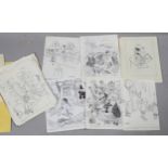 Robert Coram, folder of original ink and pencil cartoons (52)