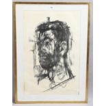 Rudolf Kortokraks (born 1929), head study, lithograph signed in pencil, 65cm x 42cm, framed Paper
