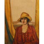 Roger Bland, portrait of a woman, watercolour, inscribed verso, 51cm x 40cm, framed No glass,