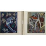 Pair of abstract lithographs, circa 1950s, indistinctly signed in pencil, image 30cm x 25cm,