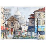 La Foglia, Place Du Tertre, Montmartre, signed and dated 1970, 40cm x 19cm, framed Good condition