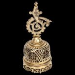 A Russian cast silver-gilt table bell, marked 84AM, Moscow circa 1910, height 12cm Small part of the