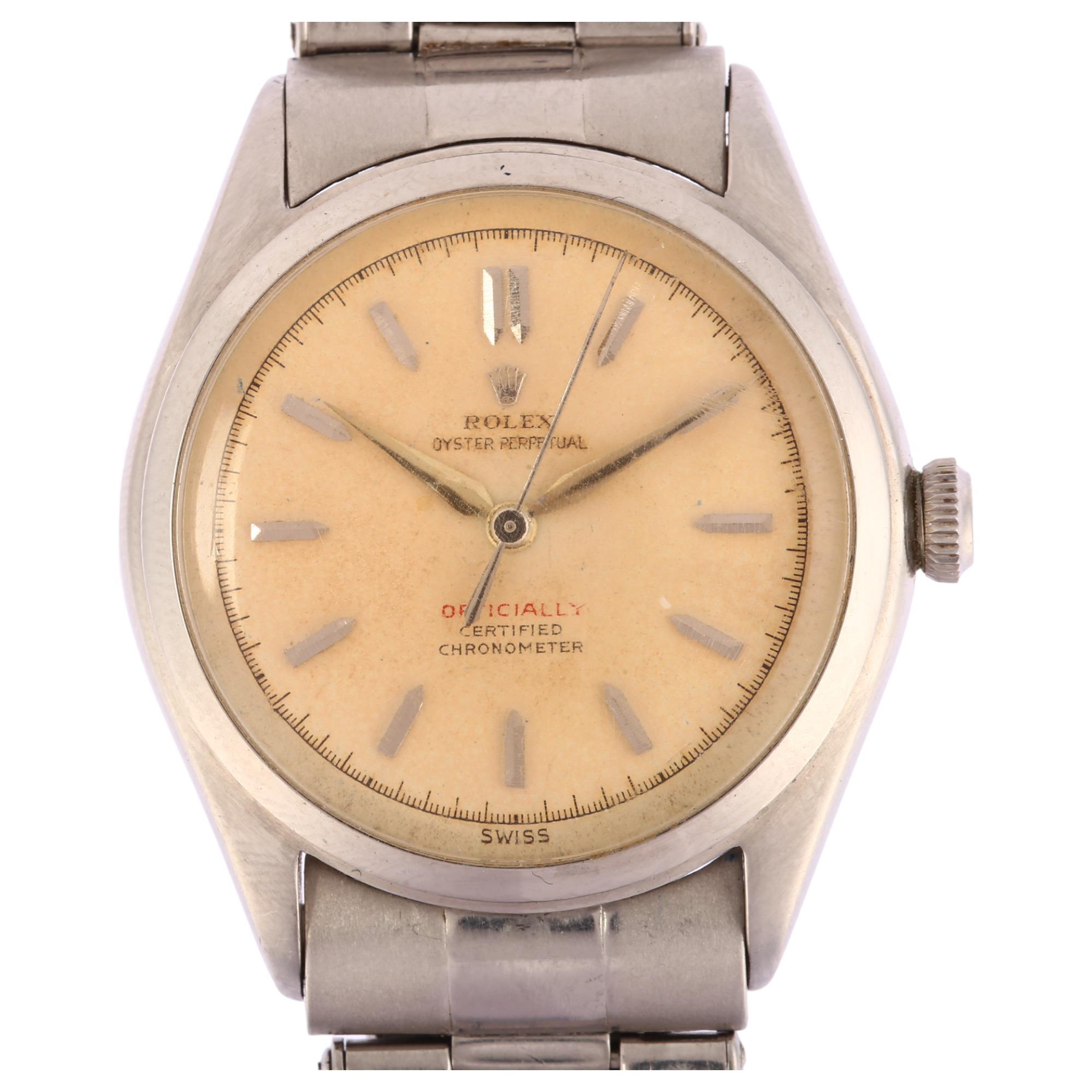 ROLEX - a stainless steel Oyster Perpetual 'Bubble-Back' automatic bracelet watch, ref. 6106,