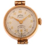 ANTIMA - a lady's 9ct gold mechanical bracelet watch, silvered dial with applied gilt Arabic