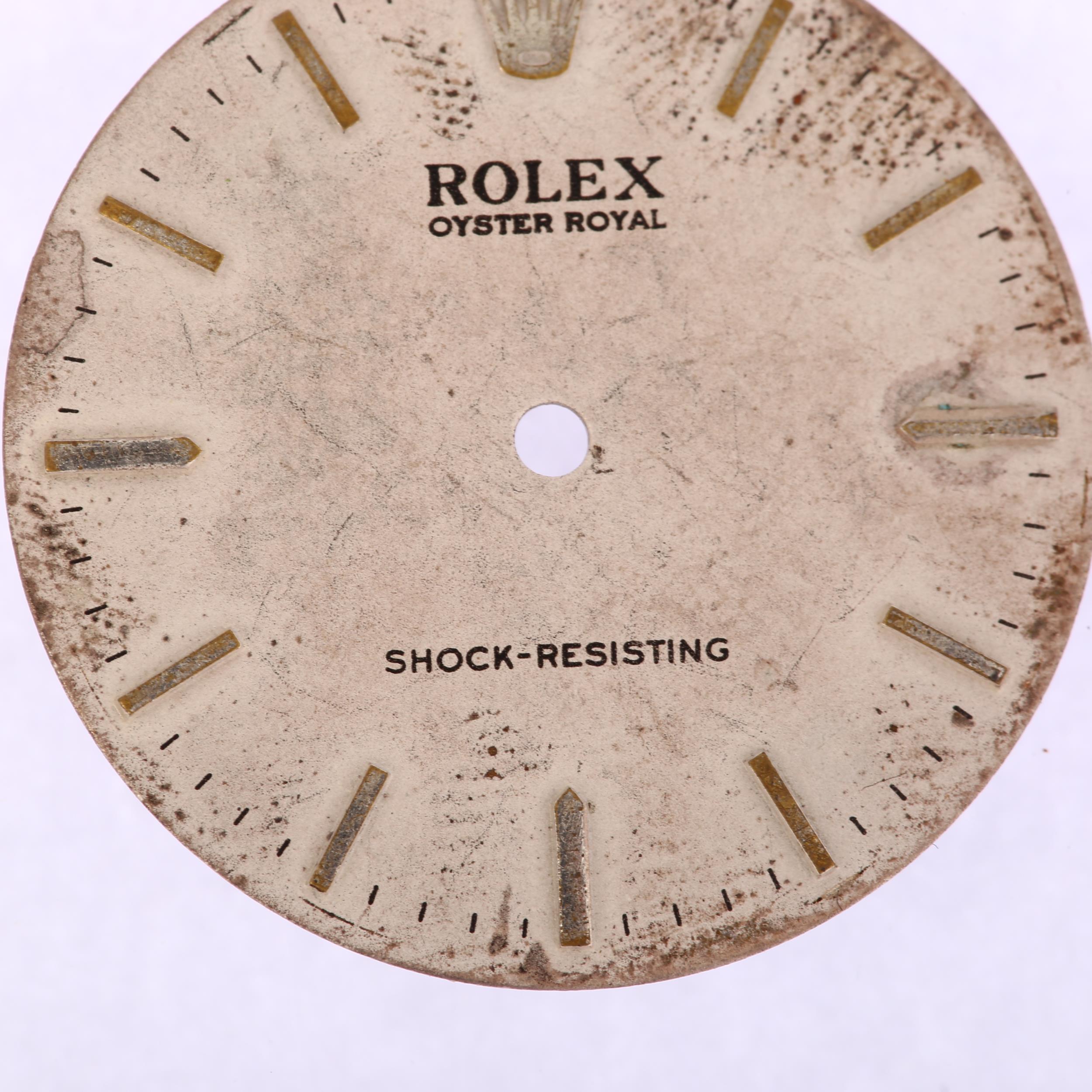 ROLEX - a Vintage Oyster Royal wristwatch dial, silvered with applied baton hour markers, diameter - Image 3 of 5