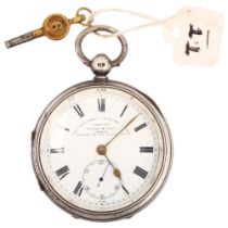 An early 20th century silver open-face key-wind pocket watch, by Kendal & Dent of London, Birmingham