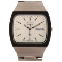 SEIKO - a stainless steel 'TV' quartz bracelet watch, ref. 8223-5070, circa 1970s, silvered dial