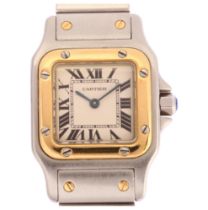 CARTIER - a lady's bi-metal Santos Galbee quartz bracelet watch, ref. 166930, circa 1997, silvered