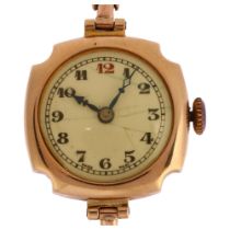 BERNEX - an early 20th century lady's 9ct rose gold mechanical bracelet watch, white enamel dial